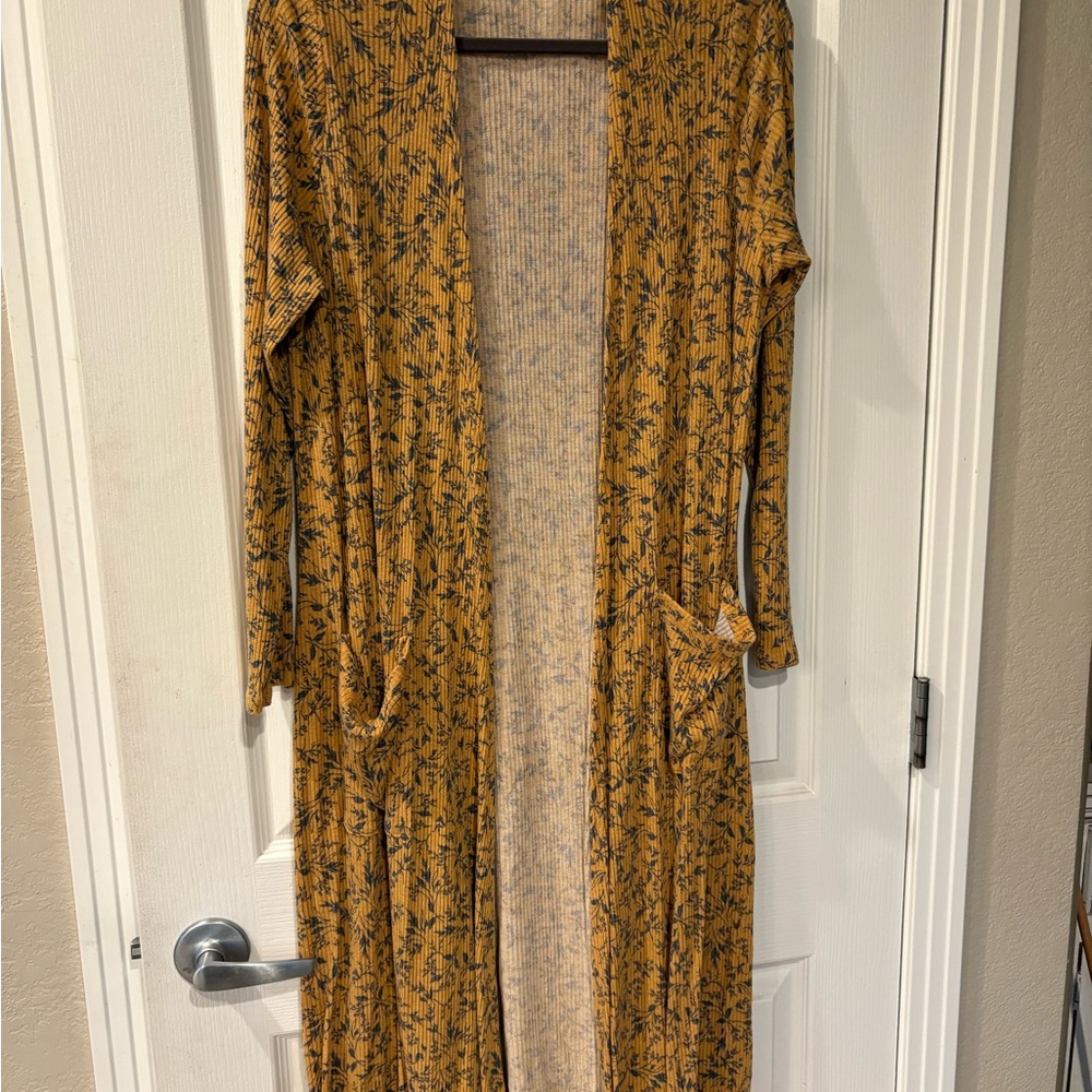 LuLaRoe SarahMustard and Gray Knit Cardigan